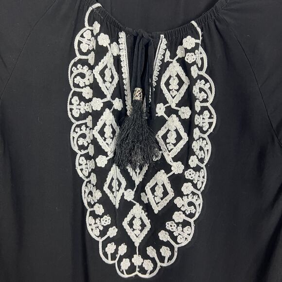 Earl Jeans Embroidered Sequin Top Womens Small Boho Peasant Fairygoth Flowy - Picture 5 of 12